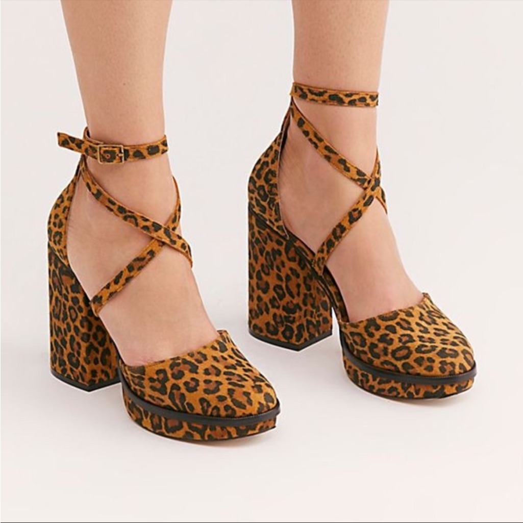 Free People Remi Leopard Print Platform Heeled Sandal
